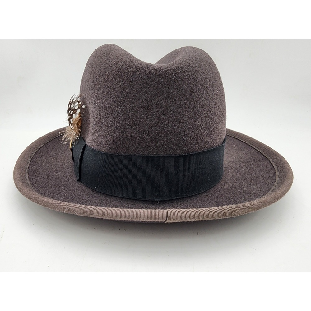 Stacy Adam's Black Grey Wool Godfather Hat Size M Made In USA - Picture 2 of 11